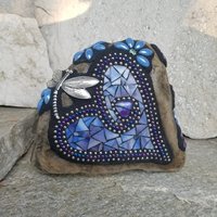 Blue Mosaic Heart Pet Memorial