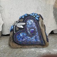 Blue Mosaic Heart Pet Memorial