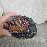 Orange Mosaic Heart Pet Memorial