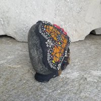Orange Mosaic Heart Pet Memorial