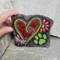 Red Heart Pet Memorial Mosaic Garden Stone