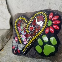 Red Heart Pet Memorial Mosaic Garden Stone