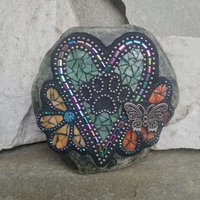 Heart Pet Memorial Mosaic Garden Stone