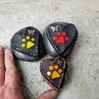 3 Little  Paw Prints, Group # 5 Mosaic Stone, Pet Memorial, Garden Decor