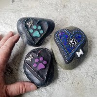 3 Little  Paw Prints, Group # 6 Mosaic Stone, Pet Memorial, Garden Decor