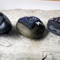 3 Little  Paw Prints, Group # 6 Mosaic Stone, Pet Memorial, Garden Decor