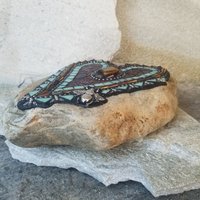 Honey Brown Mosaic Heart Garden Stone with Bees