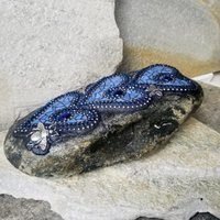 Denim Blue 3 Heart Mosaic Garden Stone