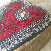 Red Heart  Mosaic Garden Stone