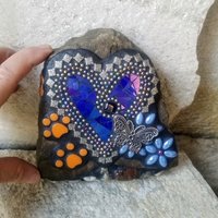 Iridescent Blue Mosaic Heart Pet Memorial