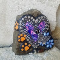 Iridescent Blue Mosaic Heart Pet Memorial