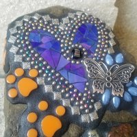 Iridescent Blue Mosaic Heart Pet Memorial