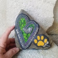 Green Mosaic Heart Pet Memorial
