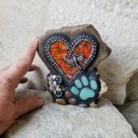 Orange Mosaic Heart Pet Memorial