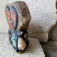 Orange Mosaic Heart Pet Memorial