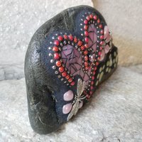 Pink Heart Pet Memorial Mosaic Garden Stone