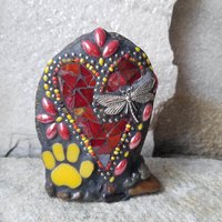 Red Heart Pet Memorial Mosaic Garden Stone