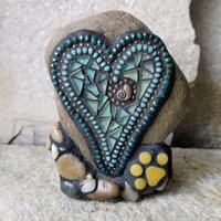Light Blue Mosaic Heart Pet Memorial