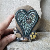 Light Blue Mosaic Heart Pet Memorial