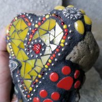 Yellow Heart Pet Memorial Mosaic Garden Stone