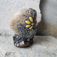 Yellow Heart Pet Memorial Mosaic Garden Stone