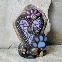 Lavender Heart Pet Memorial Mosaic Garden Stone