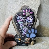 Lavender Heart Pet Memorial Mosaic Garden Stone