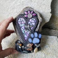 Lavender Heart Pet Memorial Mosaic Garden Stone