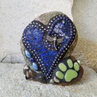 Blue Mosaic Heart Pet Memorial