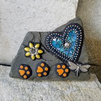 Iridescent Light Blue Mosaic Heart Pet Memorial