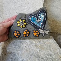 Iridescent Light Blue Mosaic Heart Pet Memorial
