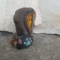 Orange Mosaic Heart Pet Memorial w/Butterfly