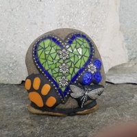 Light Lime Green Mosaic Heart Pet Memorial