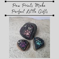 3 Little  Paw Prints, Group #10 Mosaic Stone, Pet Memorial, Garden Decor