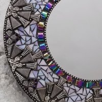 Iridescent Lavender Round Mosaic Mirror, Home Decor