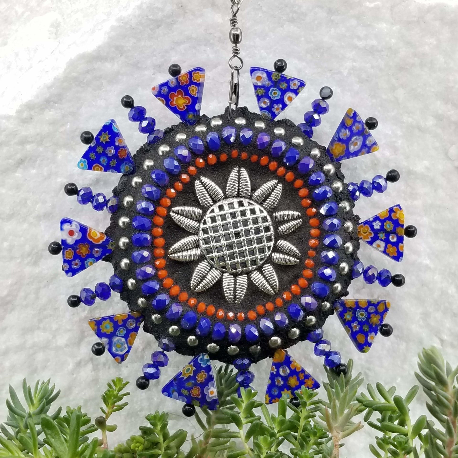 Garden Mosaic Wind Spinner, Blue Rays, Home Decor, Garden Decor, Gardening Gift, (B)