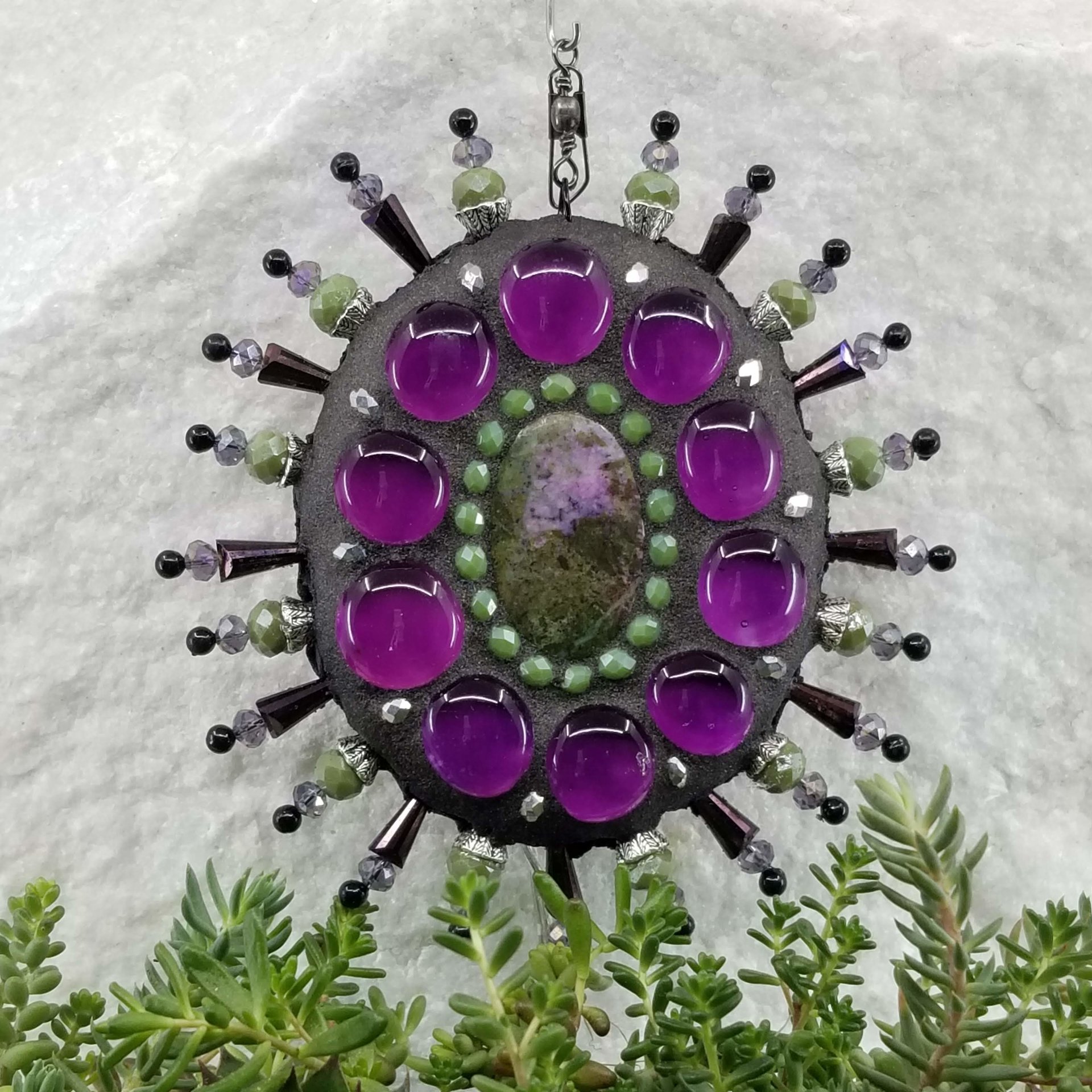 Gemstone Garden Spinner, Purple Rays, Home Decor, Garden Decor, Gardening Gift