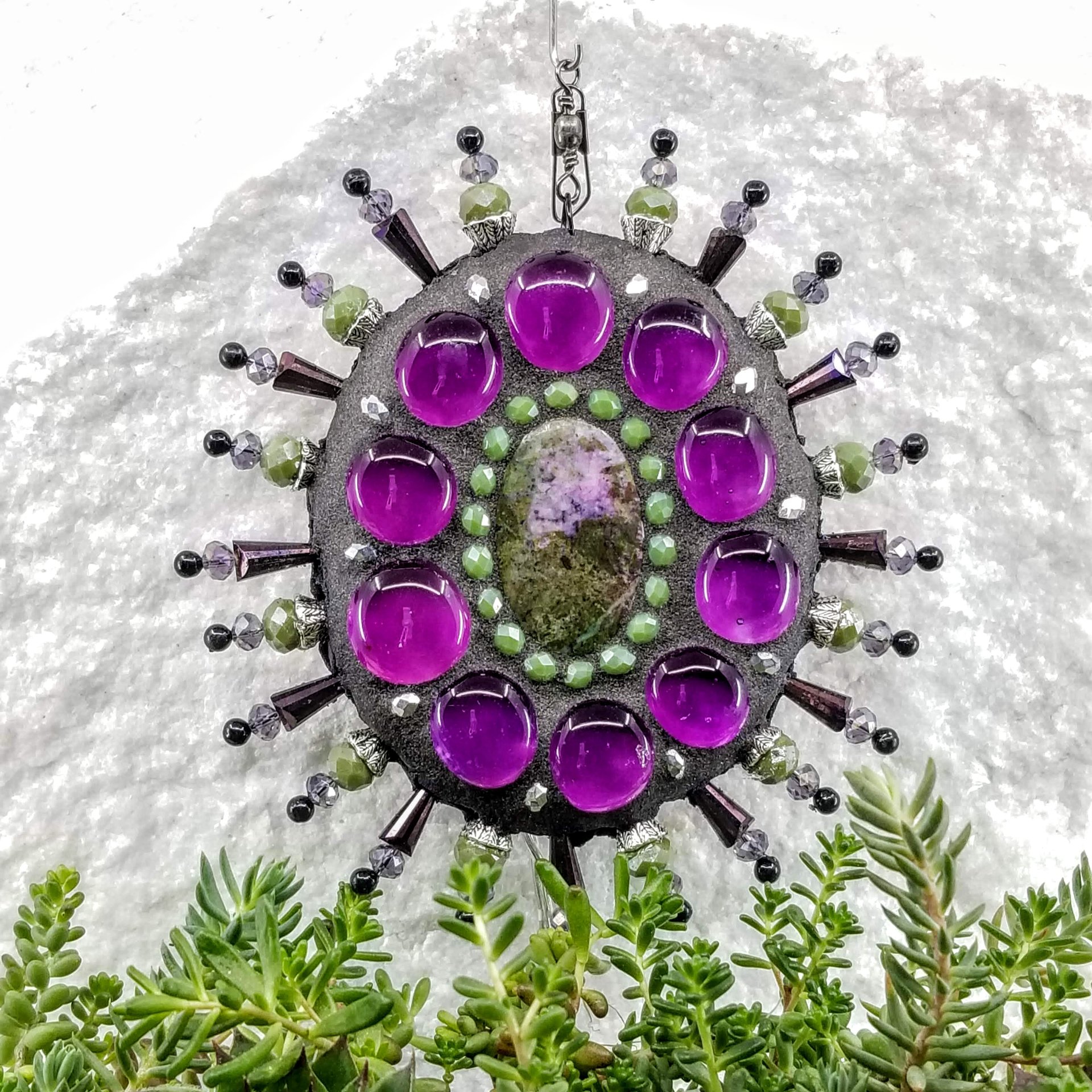 Gemstone Garden Spinner, Purple Rays, Home Decor, Garden Decor, Gardening Gift