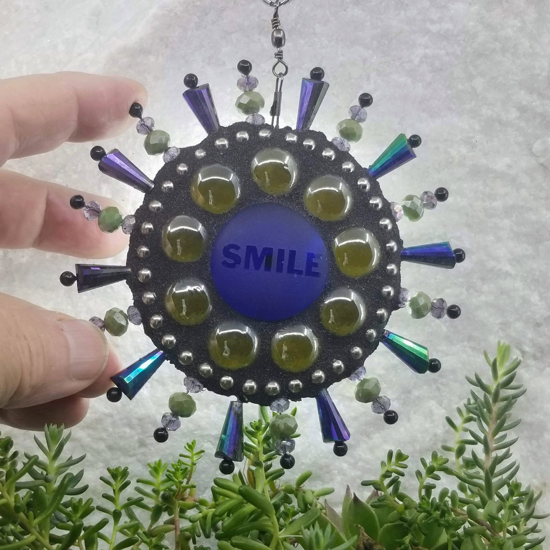 Smile Mosaic Garden Wind Spinner, Home and Garden Decor, Gardening Gift, Suncatcher,