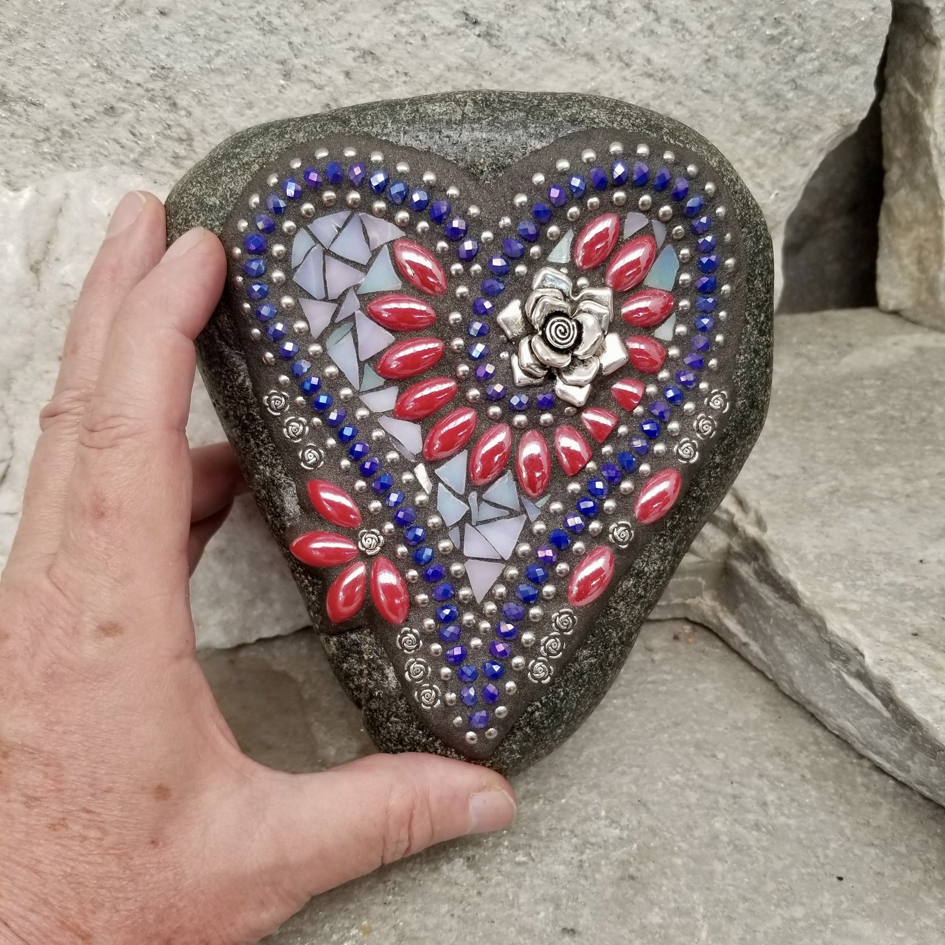 Americana Heart -Mosaic / Garden Stone