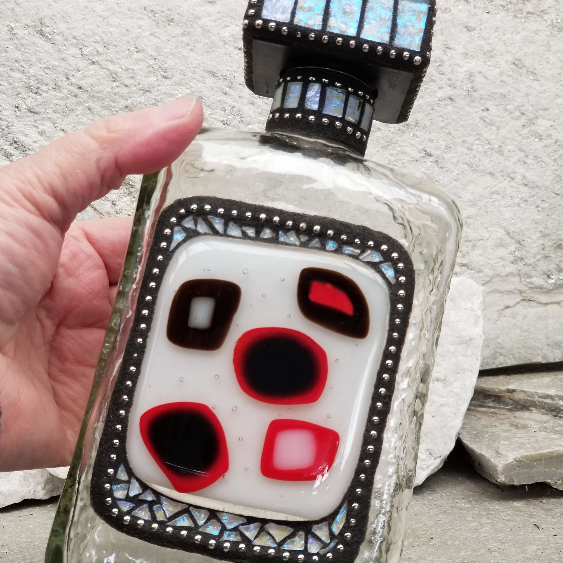 Mosaic Liquor Bottle “Card Night” Up-cycled Decanter