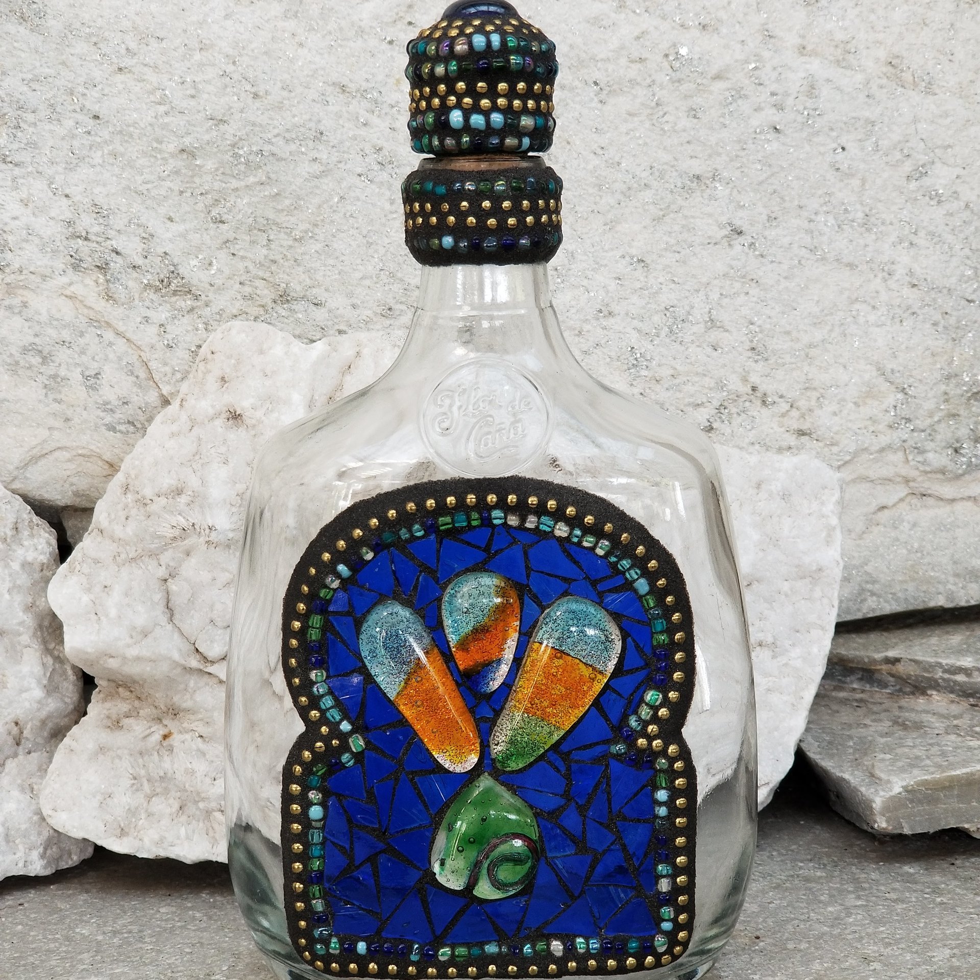 Mosaic Liquor Bottle “Exclaimation” Up-cycled Decanter