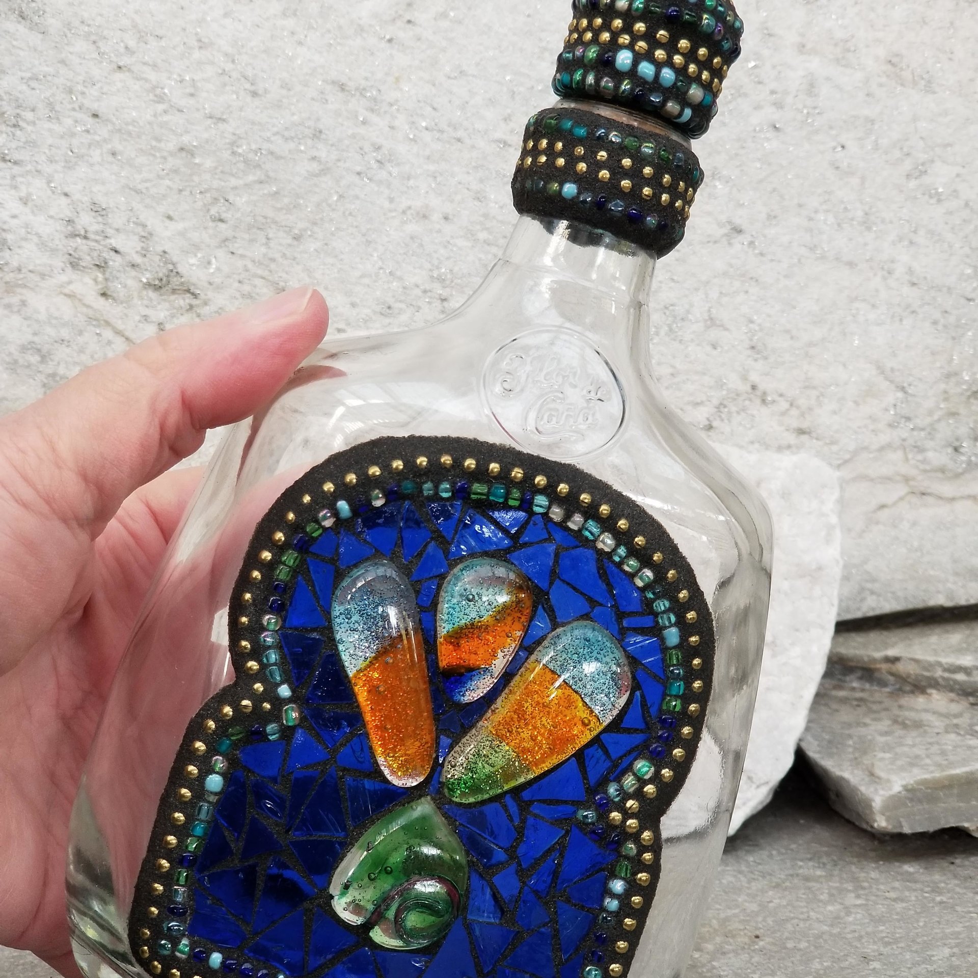 Mosaic Liquor Bottle “Exclaimation” Up-cycled Decanter