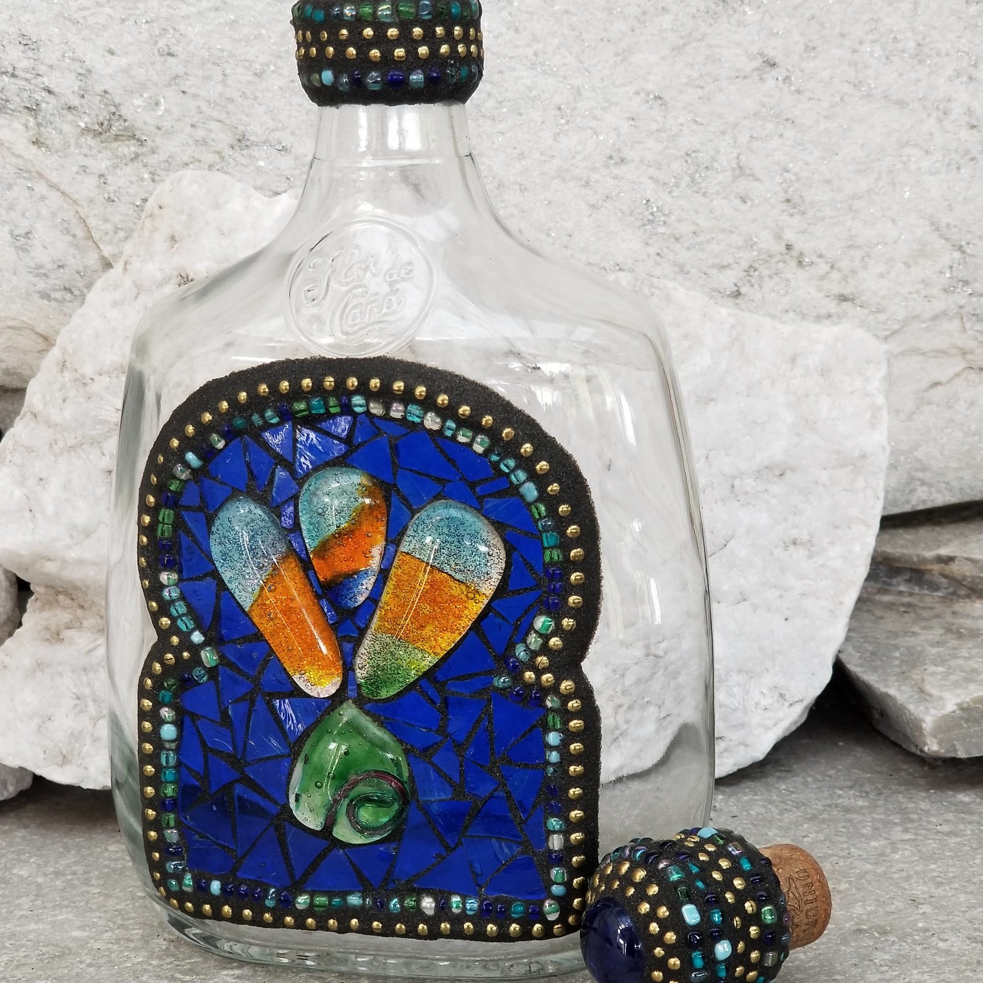 Mosaic Liquor Bottle “Exclaimation” Up-cycled Decanter