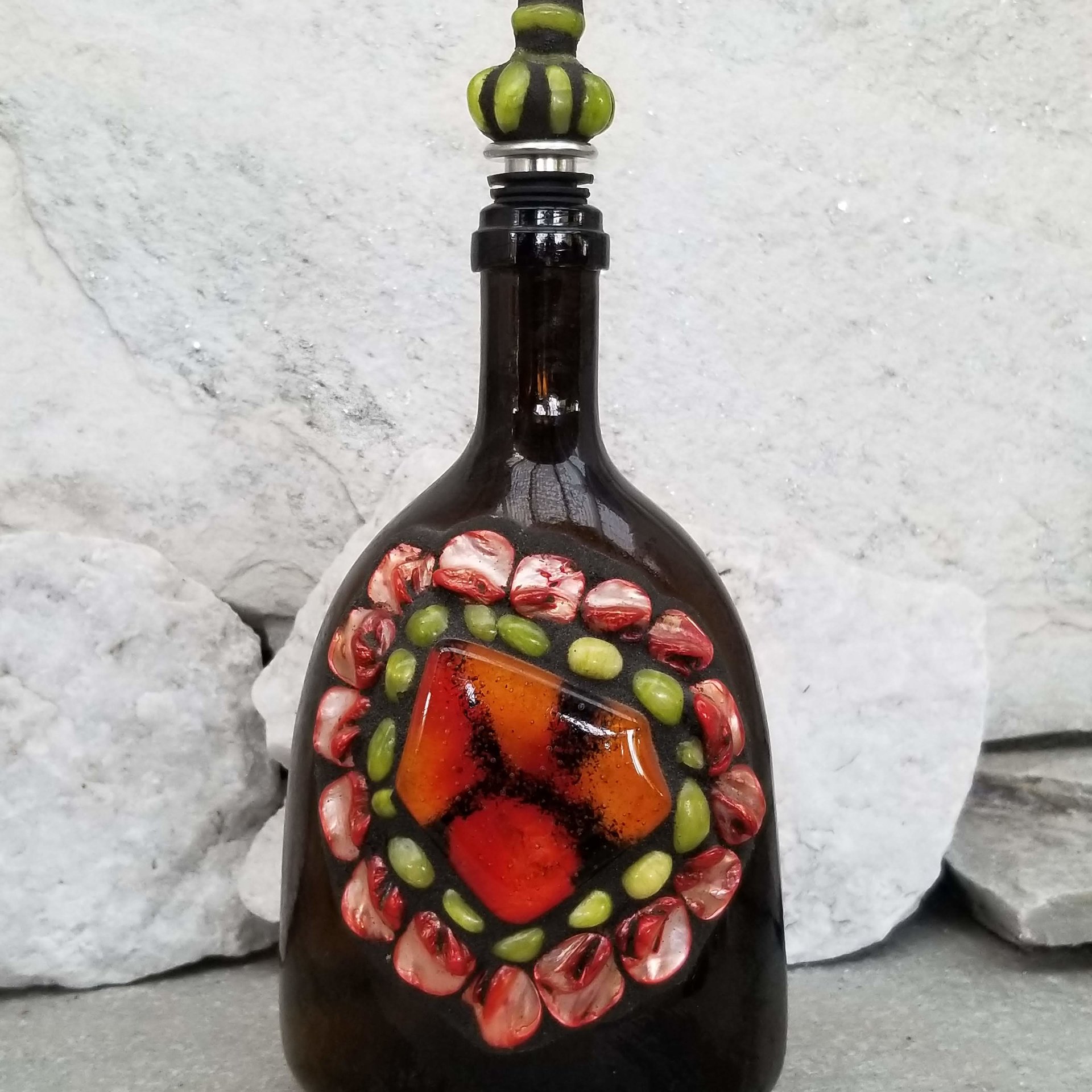 Mosaic Liquor Bottle “Little Brown” Up-cycled Decanter