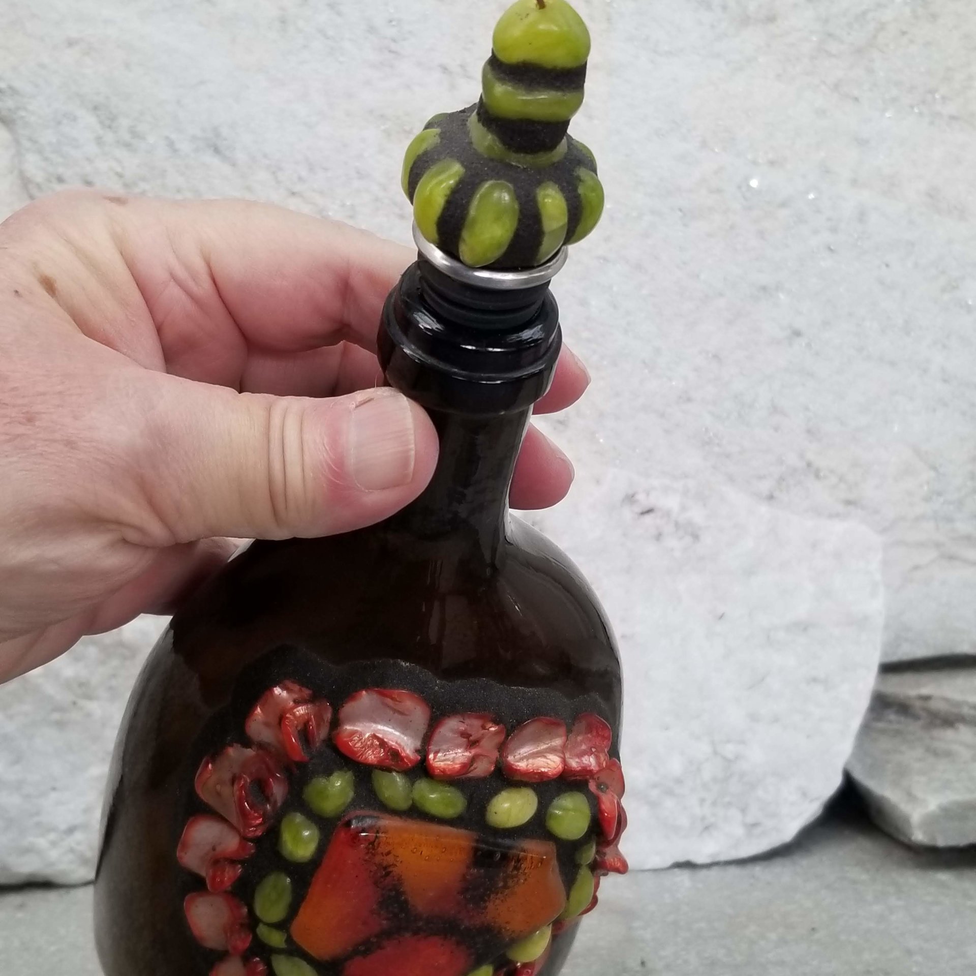 Mosaic Liquor Bottle “Little Brown” Up-cycled Decanter
