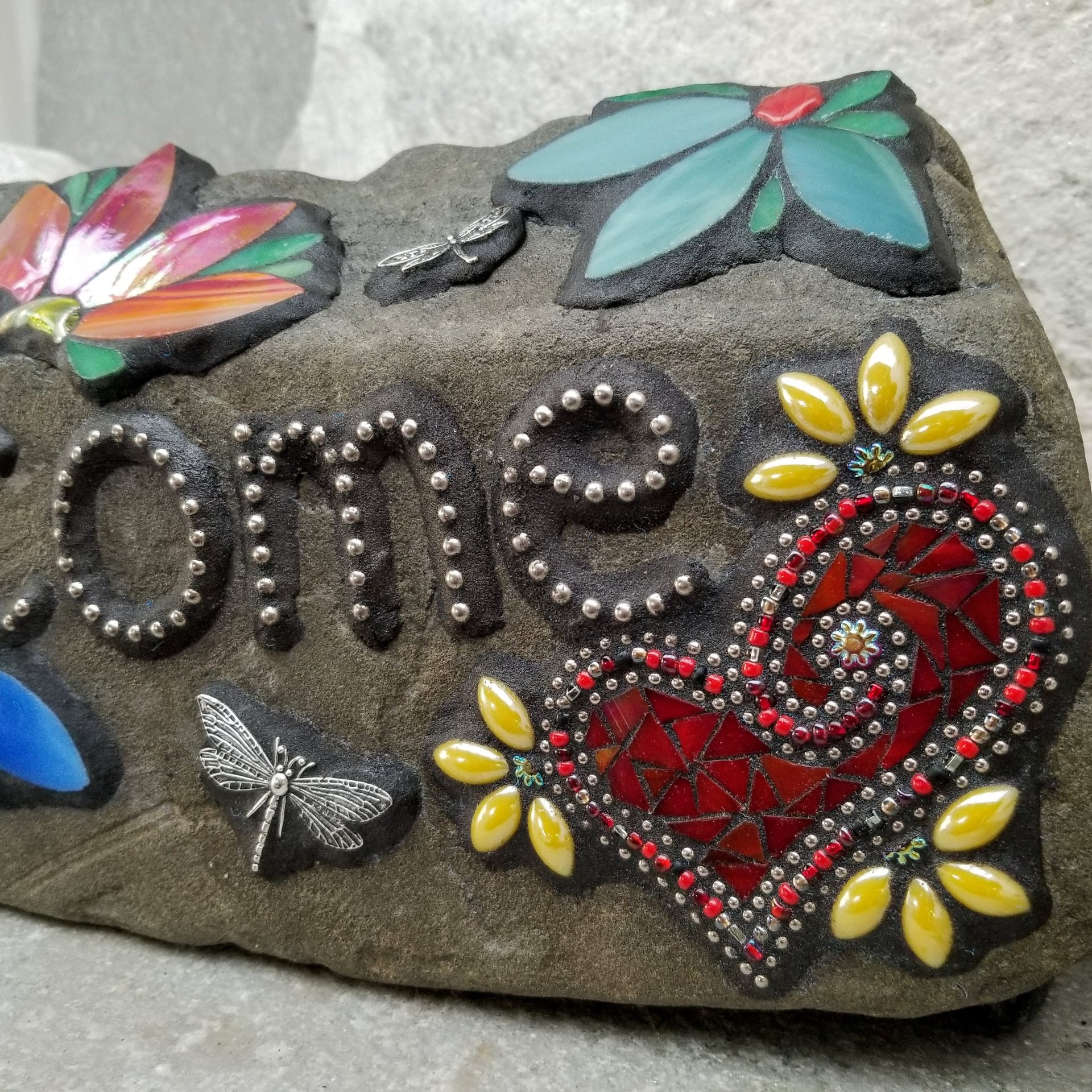 Mosaic Welcome Sign, Garden Stone