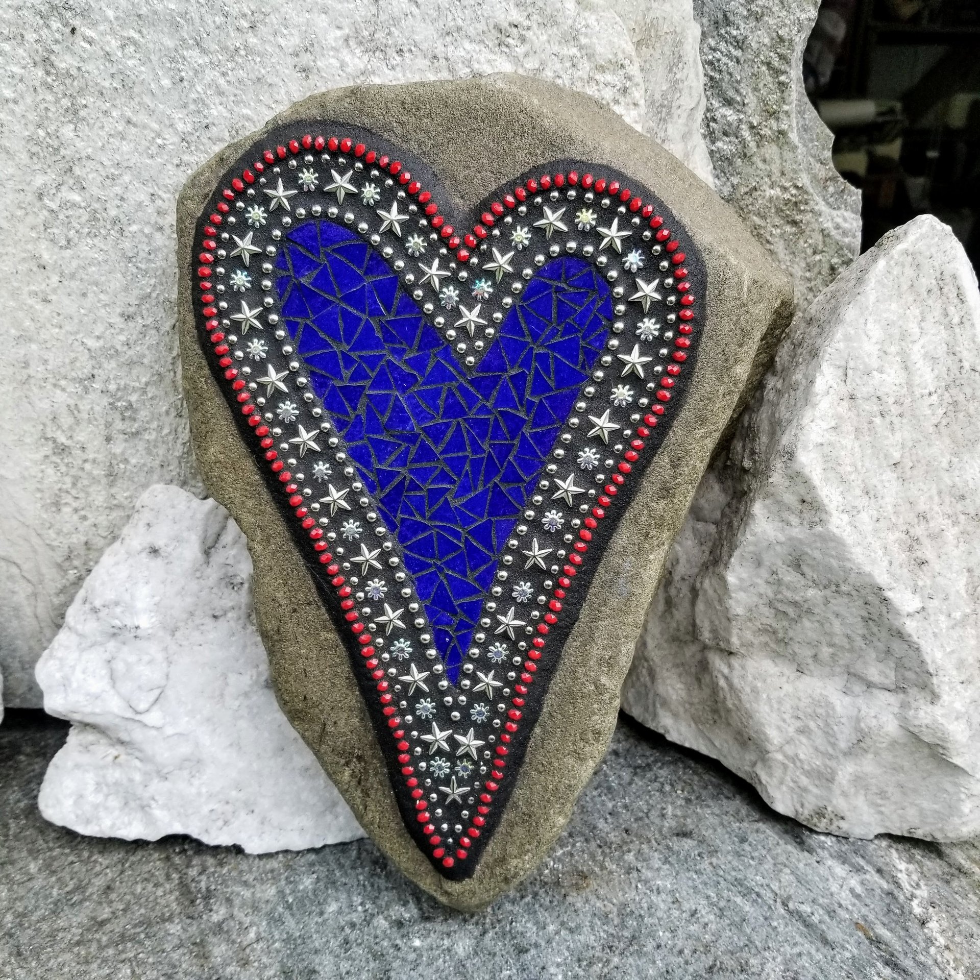 Americana Heart -Mosaic / Garden Stone