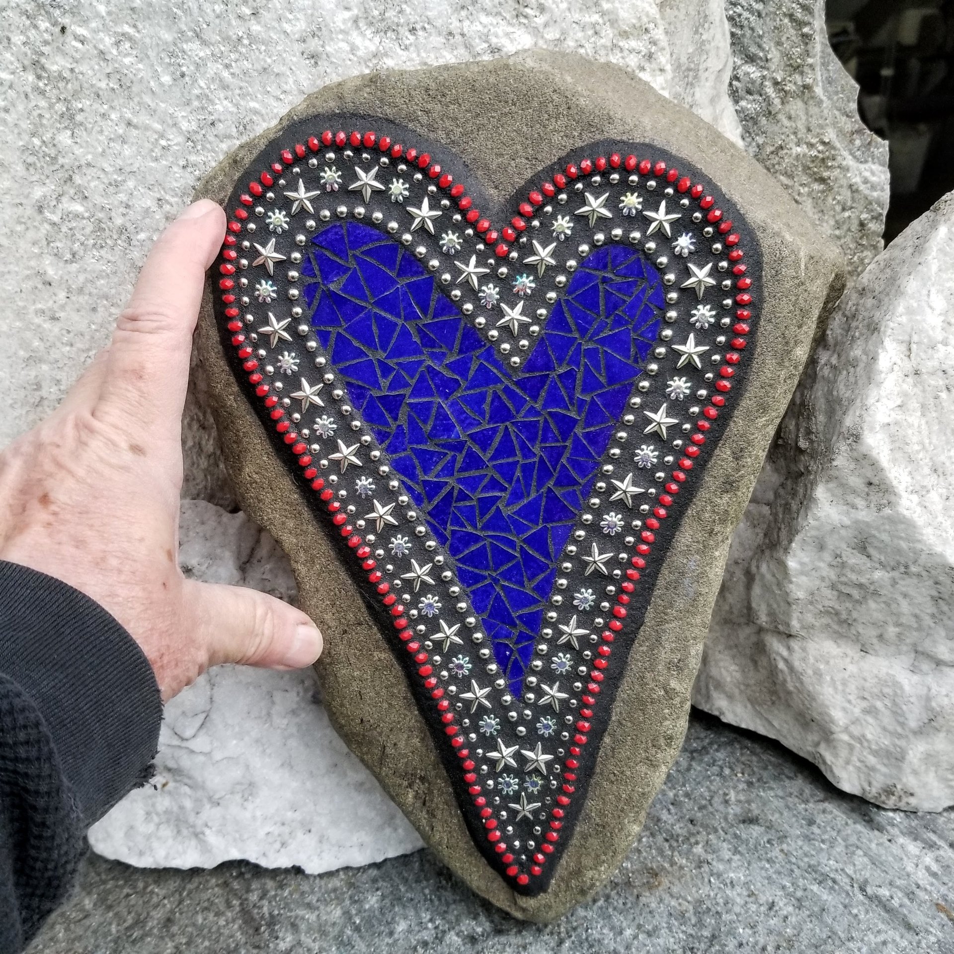 Americana Heart -Mosaic / Garden Stone