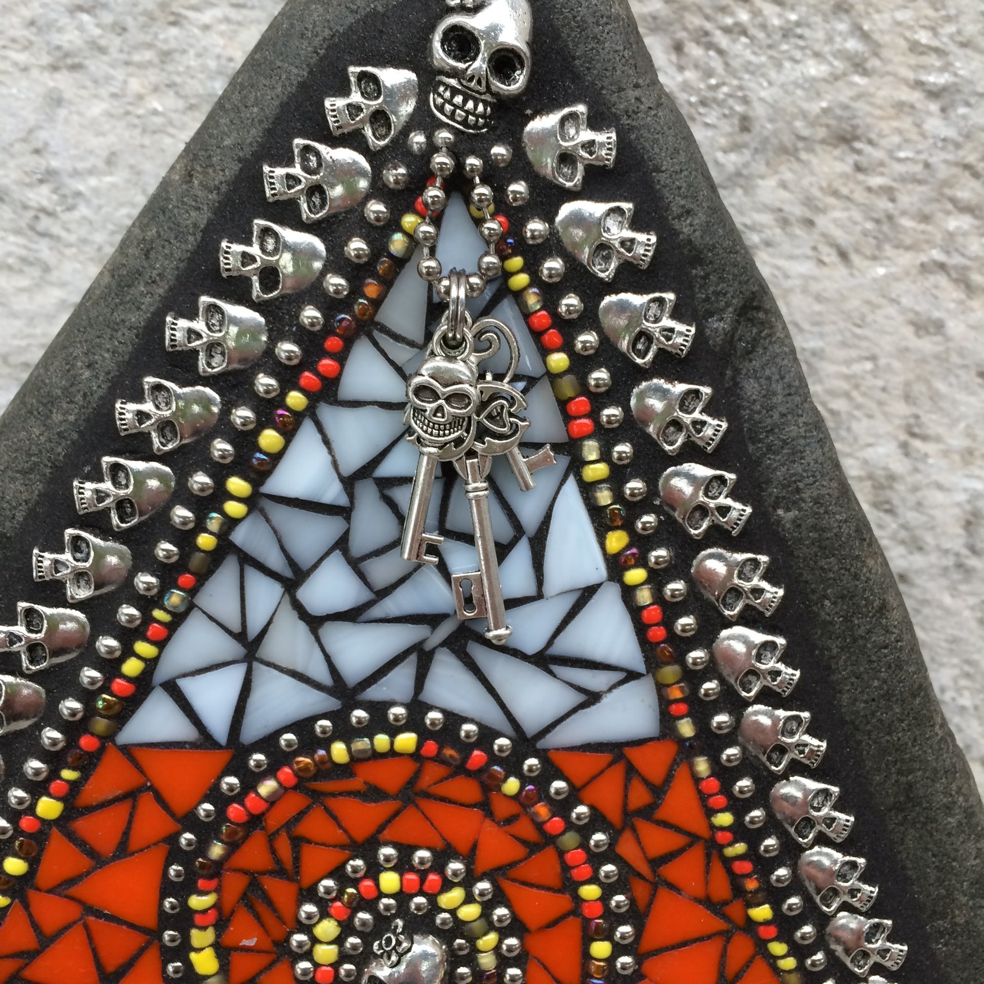 Mosaic, Candy Corn,  Mosaic Garden Stone, Dia de los Muertos